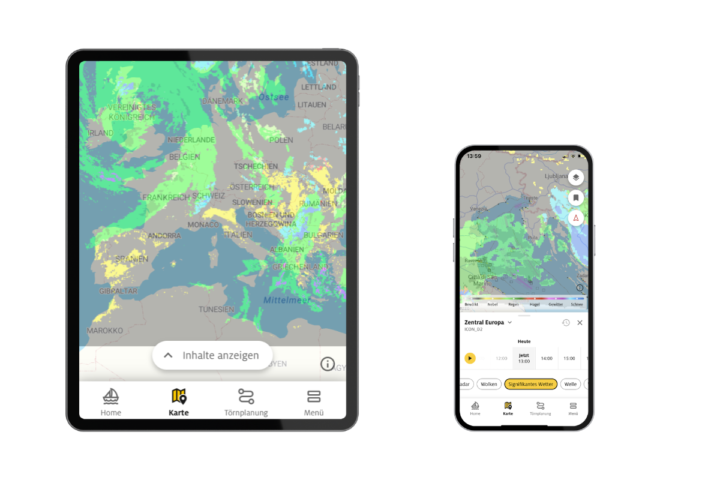 Wettermodelle ADAC Skipper App.