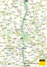 Karte mit der route von Nancy nach Chalon-s-Saone