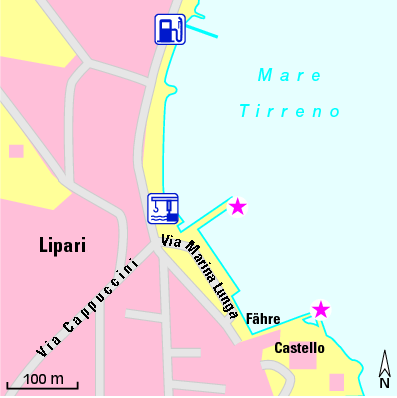 Karte Marina Yacht Harbour Lipari di Li Donni