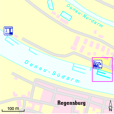 Karte Marina 1. Motorboot- und Wasserskiclub Regensburg