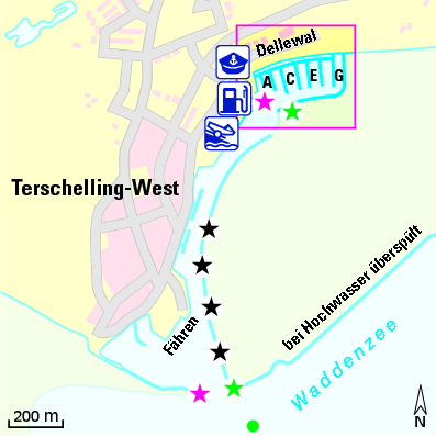 Karte Marina Stichting Passantenhaven Terschelling