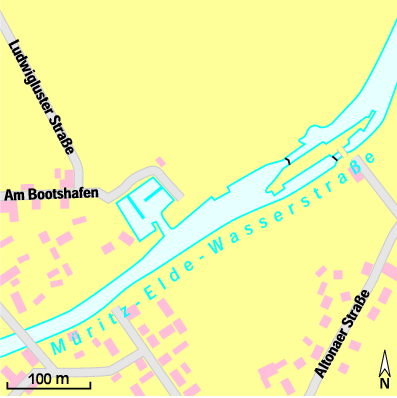 Karte Marina Bootshafen und Campingplatz Eldena