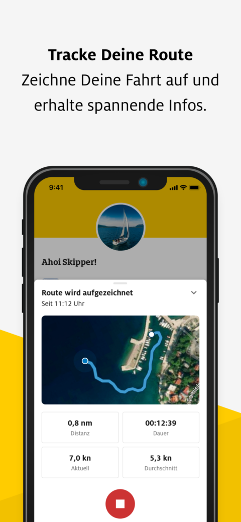 Abbildung der Funktion Routentracking der ADAC Skipper App