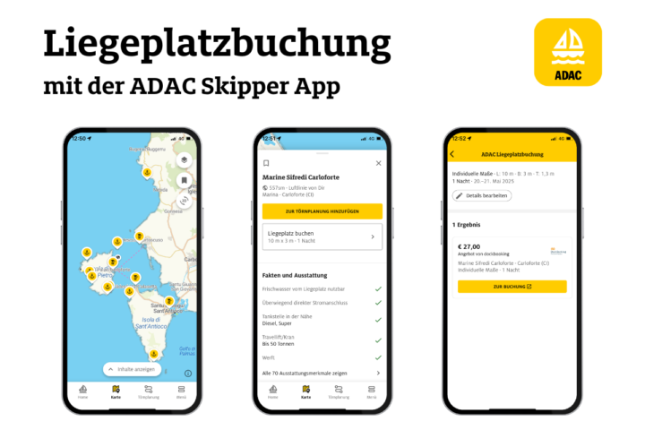 Liegeplatzbuchung in der ADAC Skipper App.