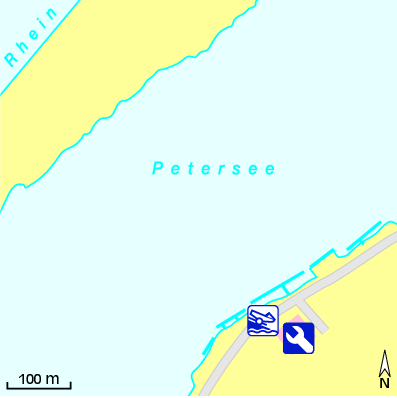 Karte Marina Petersee, Yachtschule Rheinau