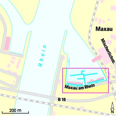 Karte Marina Motorbootclub Karlsruhe