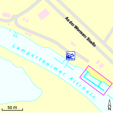 Karte Marina Yacht- und Sportbootclub Lampertheim