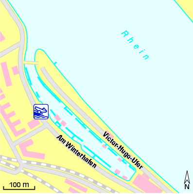 Karte Marina Winterhafen Mainz, Hugo Hener Bootsmotorenservice