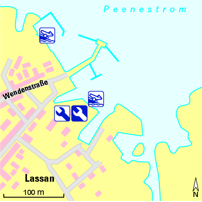 Karte Marina Wasserwanderrastplatz Stadthafen Lassan