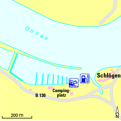 Karte Marina Yachthafen Schlögen