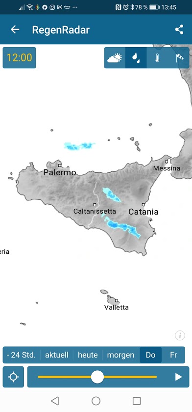 Regenradar Screenshot Sizilien